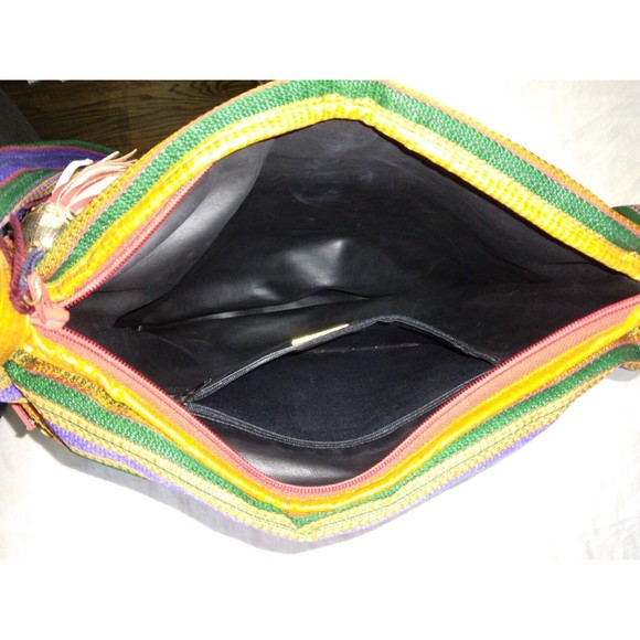 SHARIF Leather Reptile Skin Fabric Bag Purse Multicolor - Picture 7 of 12